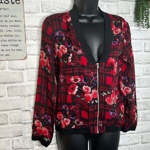 Truth NYC Floral Sheer Zip Up Top Jacket Cardigan
